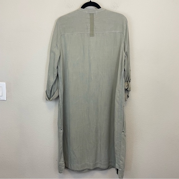 Soft Surroundings Chambray Roll Tab Sleeves Shirt Dress Green Size Large - Picture 8 of 8